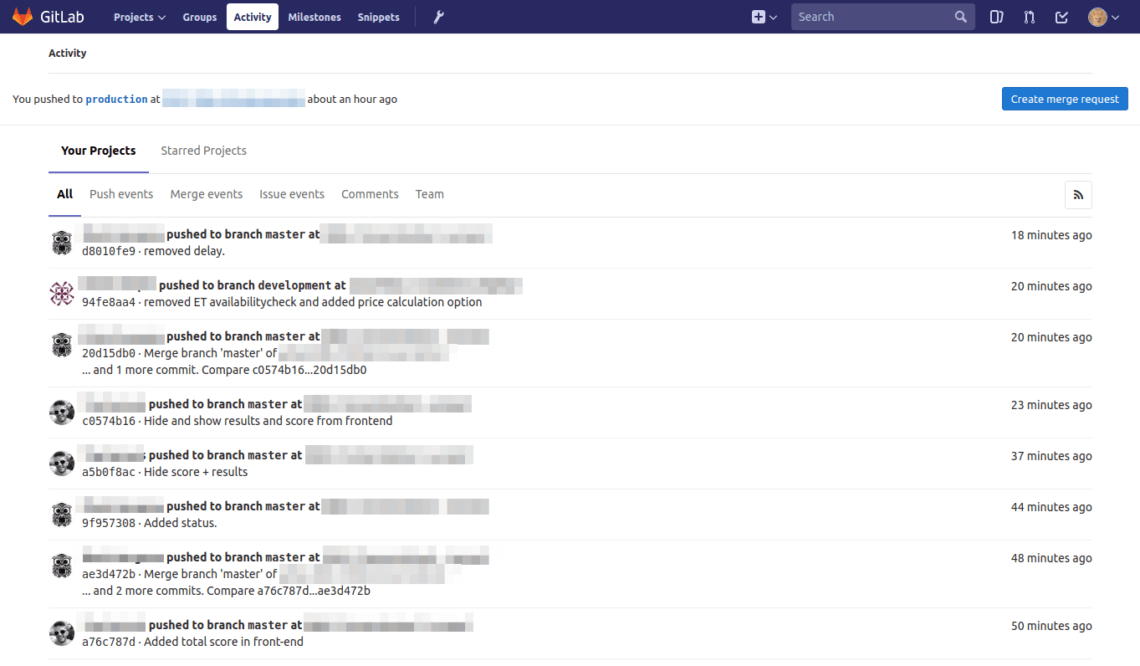 Homepage van GitLab